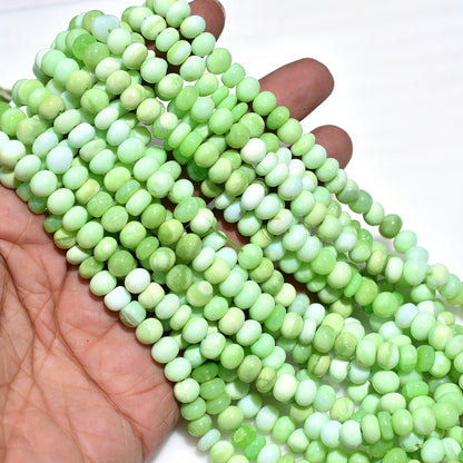 Elegant Green Opal Smooth Rondelle Gemstone Beads - 16 Inch Wholesale Strand For Handmade Jewelry Projects