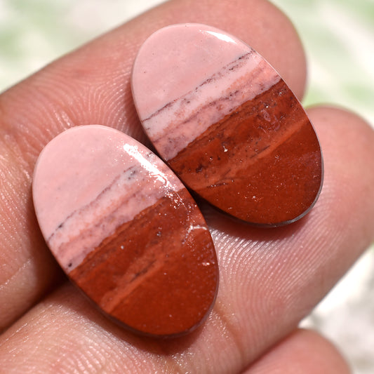 Desert Bloom Jasper Gemstone Pair – Warm-Toned Natural Matching Set for Earrings