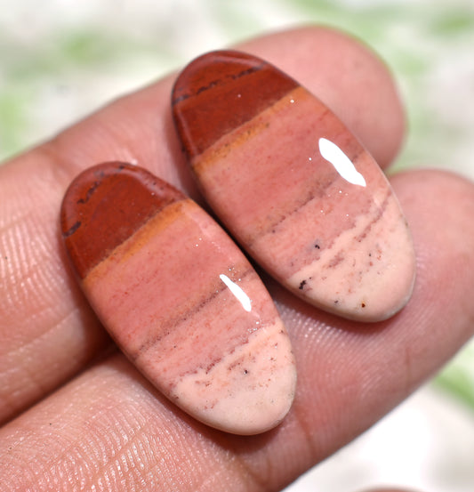 Dusky Pink Jasper Duo – Natural Tones Matching Gemstone Pair for Jewelry Creators