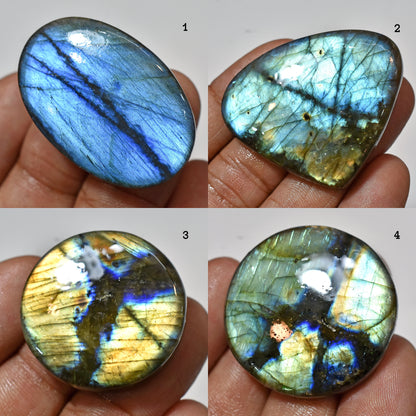 Natural Labradorite Multi-Flash Cabochons – Oval, Heart & Round Shaped Loose Gemstones for DIY Jewelry