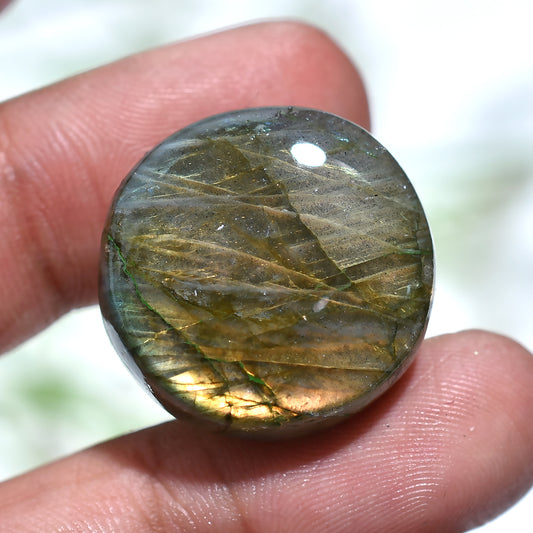 Flashing Golden Labradorite Cabochon – Wholesale Round Smooth Stone for Jewelry