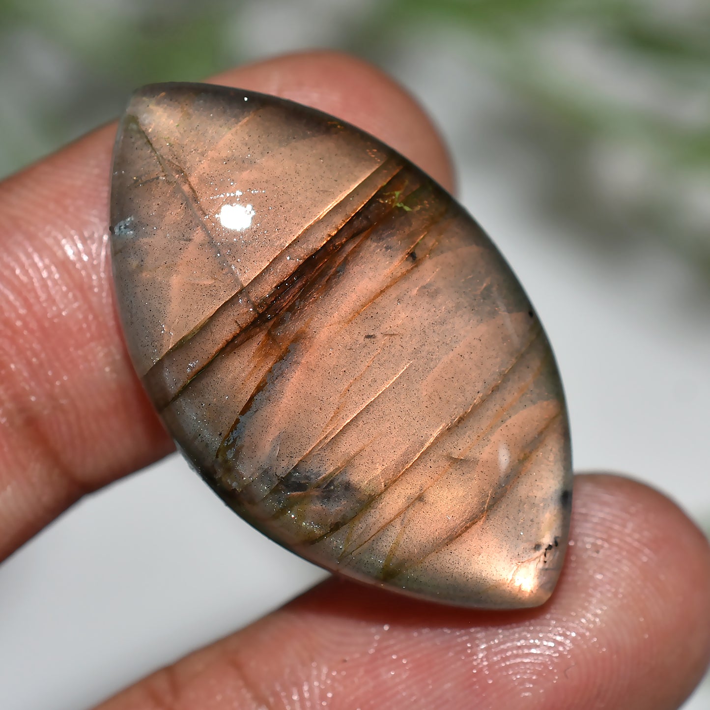 Radiant Gold Fire Flash Labradorite Cabochon – Marquise Smooth Gemstone for Jewelry Making