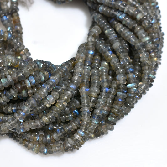Blue Flash Labradorite Gemstone Rondelle Beads – 12 Inch Polished Strand Wholesale For Crafting & Beading