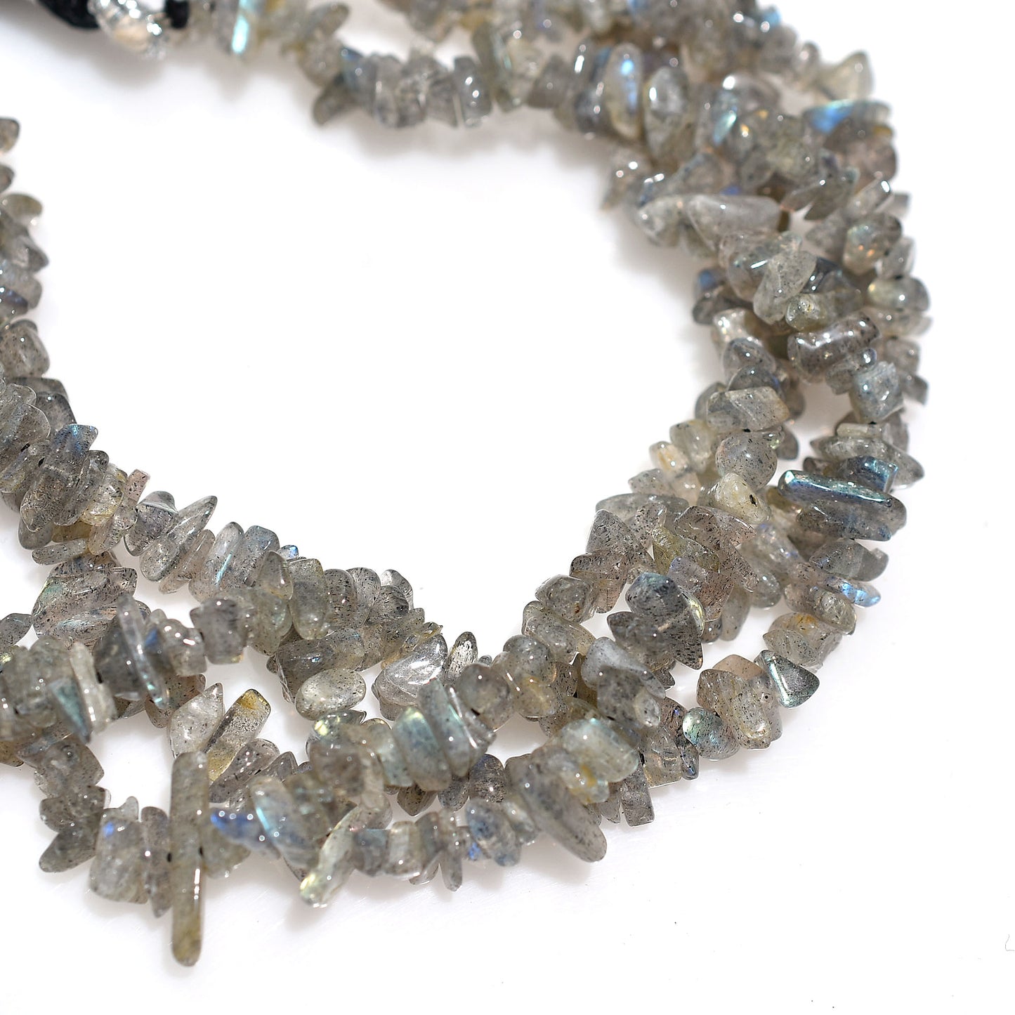 Flashy Labradorite Uncut Chip Beads – Raw Uneven Gemstone Strand For Artistic Jewelry