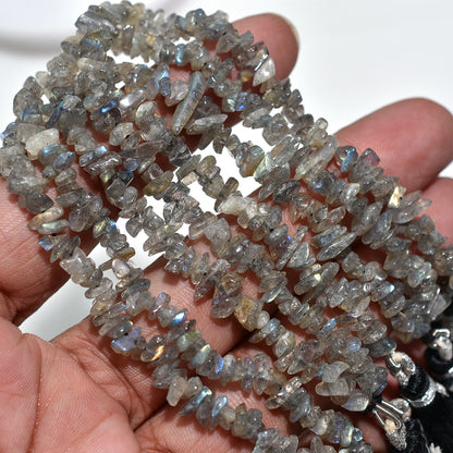 Flashy Labradorite Uncut Chip Beads – Raw Uneven Gemstone Strand For Artistic Jewelry