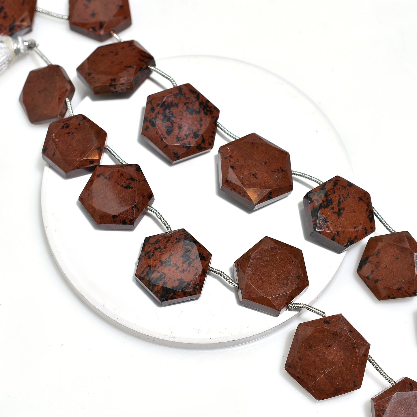 Natural Mahogany Jasper Hexagon Faceted Beads – 8 Inch Wholesale Gemstone Strand For Crafts