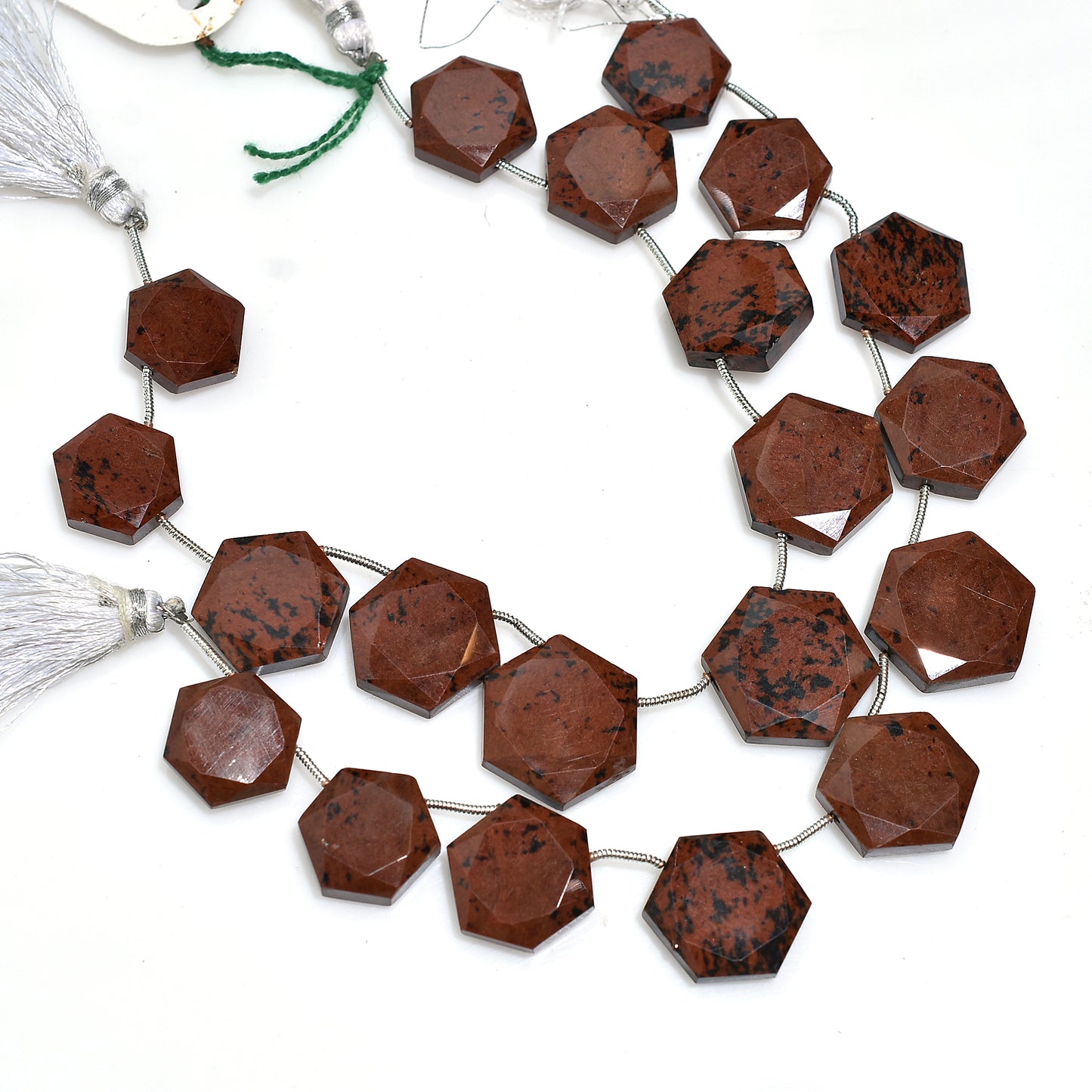 Natural Mahogany Jasper Hexagon Faceted Beads – 8 Inch Wholesale Gemstone Strand For Crafts