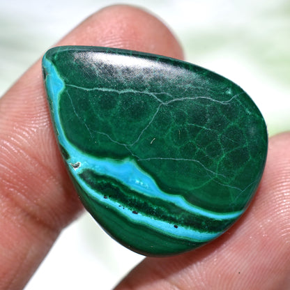 Elegant Pear Shaped Malachite Cabochon – Rich Green Gemstone for Custom Jewelry Designs