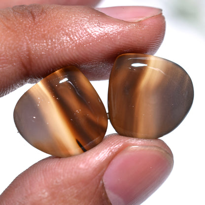 High-Quality Montana Agate Pair Gemstones - Polished Matched Pair for Unique Jewelry Designs
