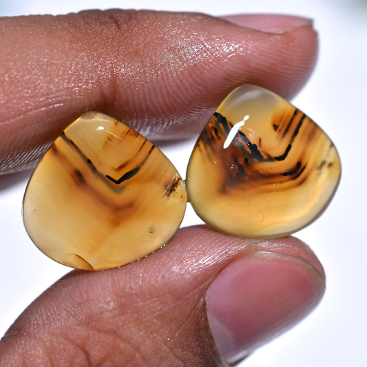 Wild West Montana Agate Gemstone Pair – Rustic Stones for Bold Jewelry Designs