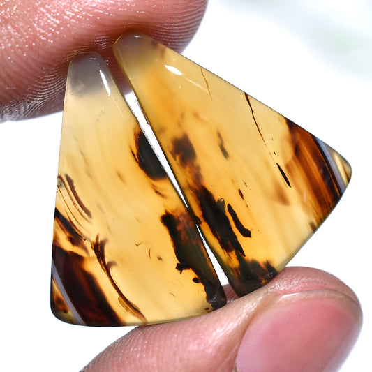 Montana Landscape Agate Set – Matched Flat back Gemstone Pair for Artisan Jewelry