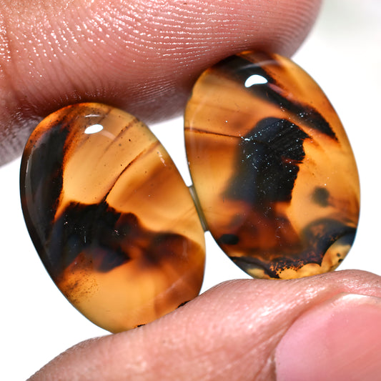 Scenic Montana Agate Set – Rustic Banding & Warm Hues Gemstone Pair for Wholesale Jewelry