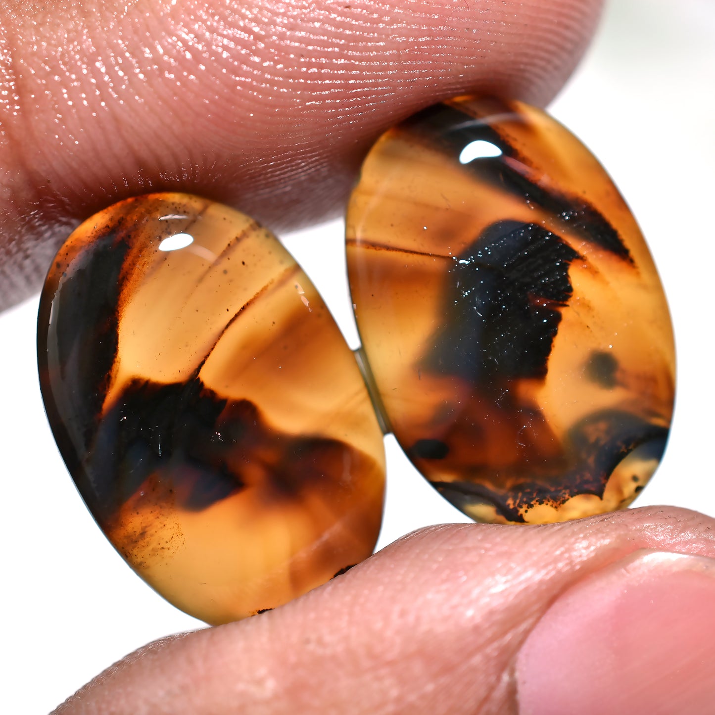 Scenic Montana Agate Set – Rustic Banding & Warm Hues Gemstone Pair for Wholesale Jewelry