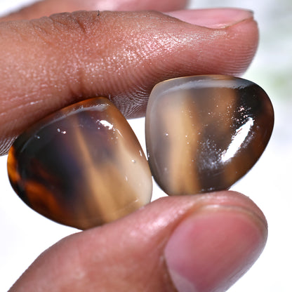 Genuine Montana Agate Gemstone Pair – Matched Pair for Earring or Pendant Design