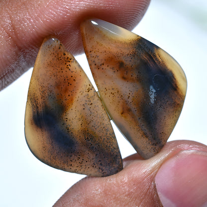 Authentic Montana Agate Set – Premium Polished Gemstone Pair for Handmade Creations