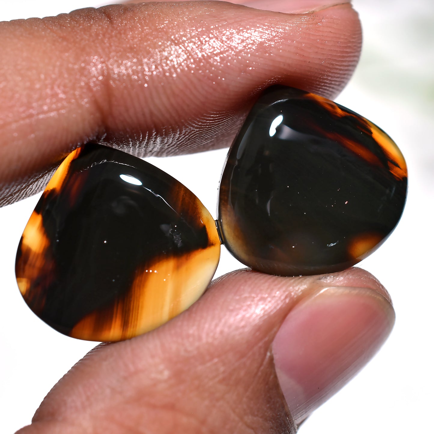 Golden Hour Montana Agate Gemstone Pair – Handpicked Pair for Wholesale Jewelry