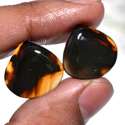 Golden Hour Montana Agate Gemstone Pair – Handpicked Pair for Wholesale Jewelry