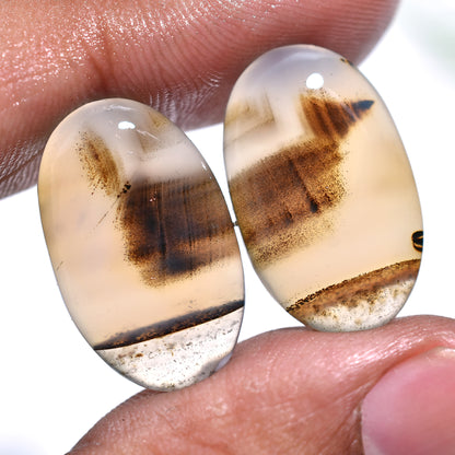 Vintage Vibes Montana Agate Gemstone Pair – Wholesale Naturally Matched Earth Stone Set