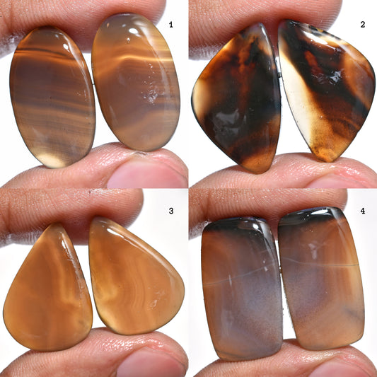 Montana Agate Gemstone Pair – Stunning Stones for Artisan Creations