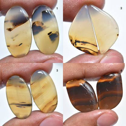 Montana Agate Gemstone Pair – Natural Agate Stones for Unique Jewelry Designs