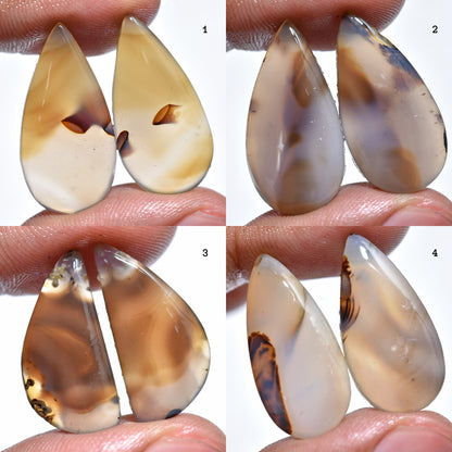 Unique Montana Agate Gemstone Pair – Perfect for Jewelry Crafting