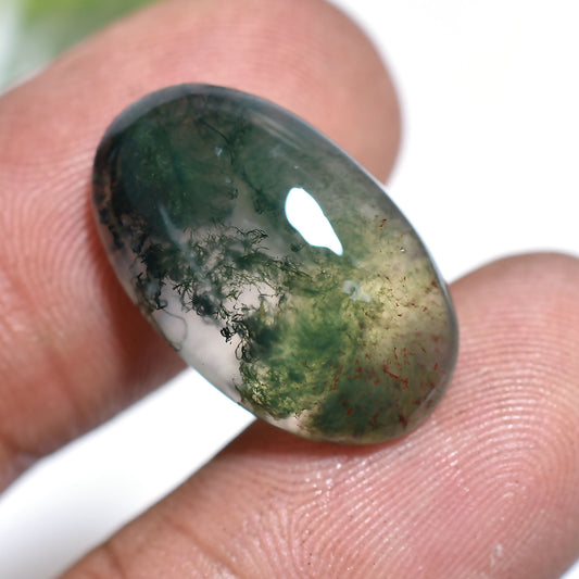 Green Forest Moss Agate Oval Gemstone - Wholesale  Smooth Flat Back Gemstone (10x20x2mm,/10ct)