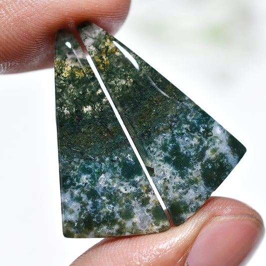 Botanical Patterned Moss Agate Earring Gemstone Pair – Wholesale Polished Stones For Jewelry