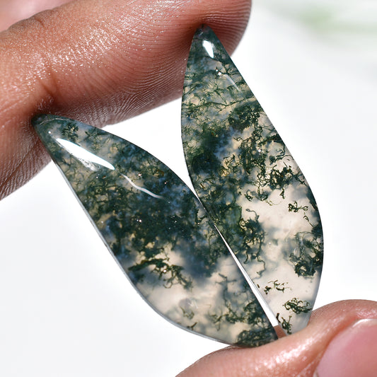 Green Fog Moss Agate Stone Set – Matched Natural Gemstones Pair for Wholesale Jewelry