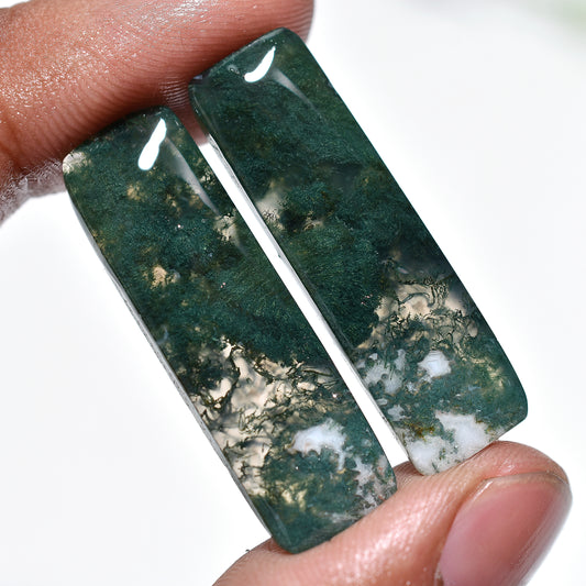 Earth Spirit Moss Agate Gemstone Pair – Wholesale  Natural Matched Stone Set For DIY Jewelry