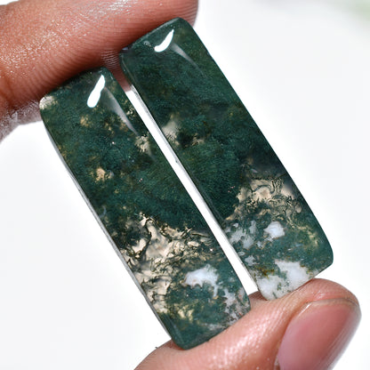 Earth Spirit Moss Agate Gemstone Pair – Wholesale  Natural Matched Stone Set For DIY Jewelry