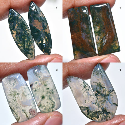 Green Moss Agate Pair – Stunning Natural Gemstones for Unique Jewelry Designs