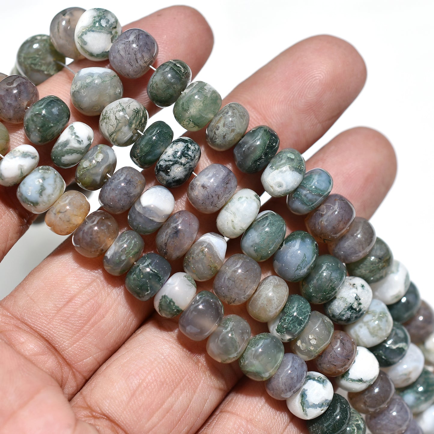 Misty Forest Moss Agate Smooth Rondelle Beads – Wholesale  Gemstones for Jewelry