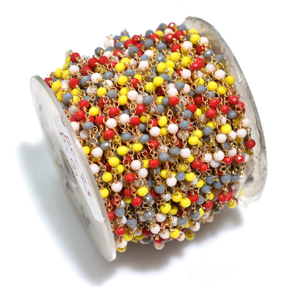 Colourful Hydro Beaded Rosary - Wholesale Gold Plated Stone Chain Lot for Crafts & DIY Jewelry