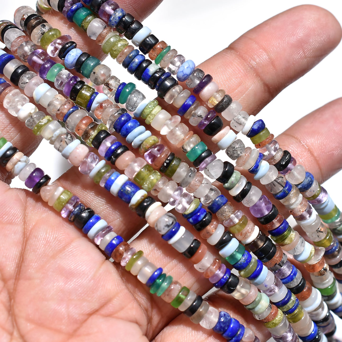 Natural Multi Disco Heishi Tyre Smooth Beads – Wholesale Polished Gemstone Strand For Beaded Accessories
