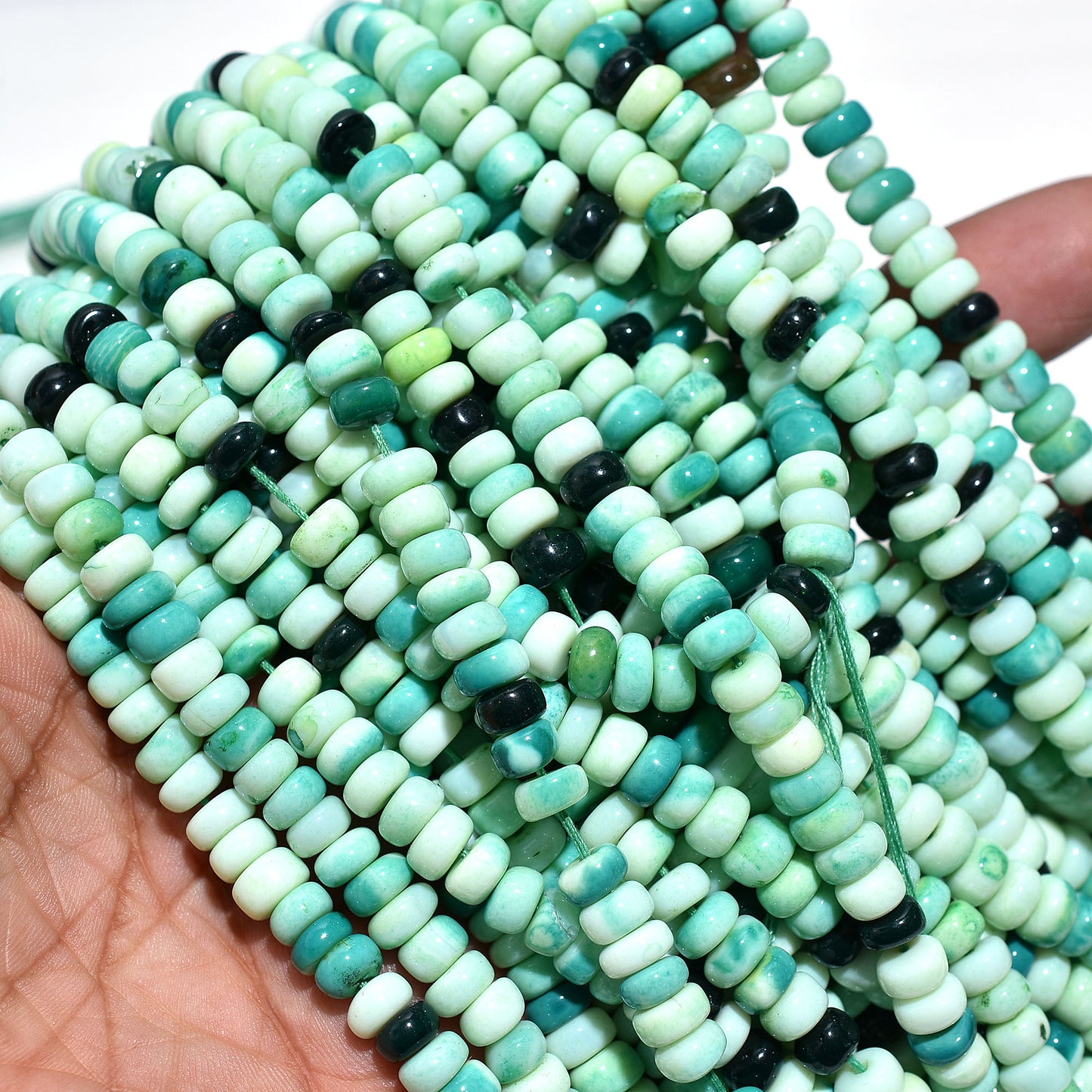 Elegant Multi-Green Opal Rondelle Beads – Gemstone Beads for Jewelry Crafting