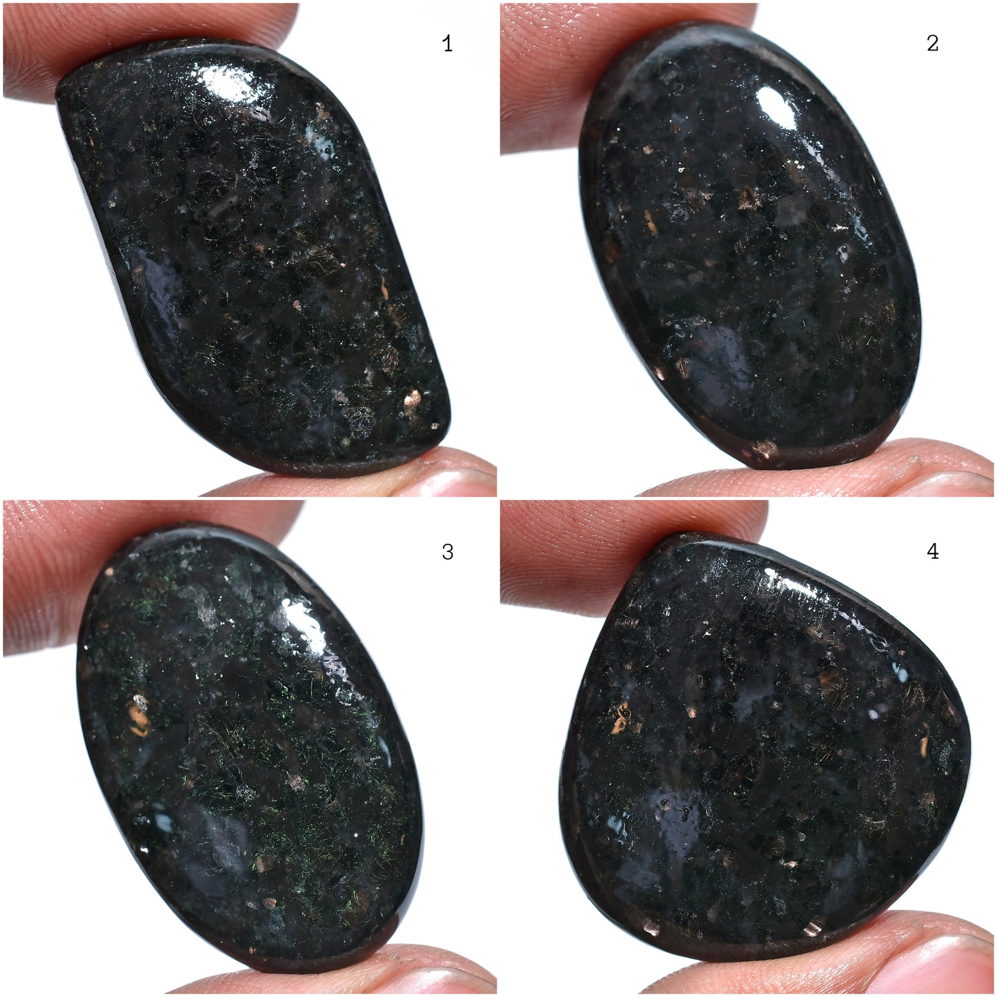 Natural Nuummite Cabochon – Unique Dark Gemstone for Jewelry Making