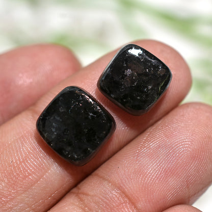 Mystic Black Nuummite Gemstone Pair – Natural Glimmer Stones for Artistic Creations