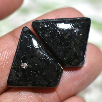 Cosmic Nuummite Earrings Pair – Unique Natural Gemstones for Statement Jewelry