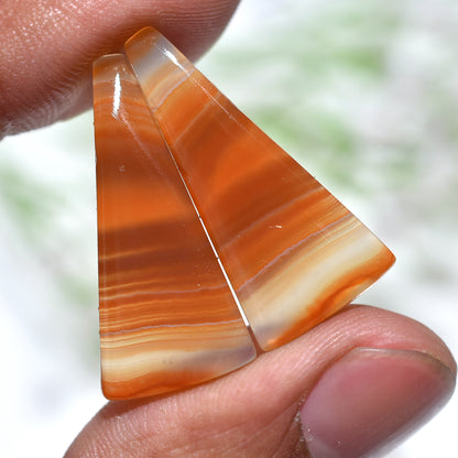Exquisite Orange Banded Agate Pair – Natural Gemstones Matched Earrings Pair