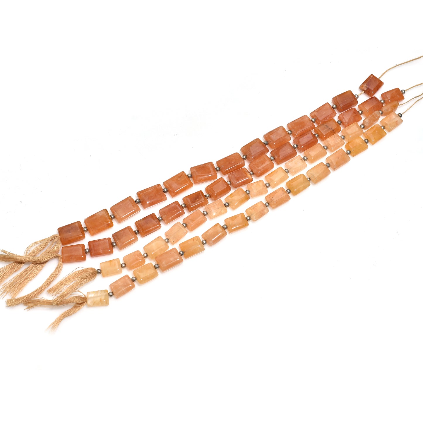Lustrous Orange Jade Smooth Rectangle Gemstone Beads –  Wholesale Strand For Handmade Jewelry