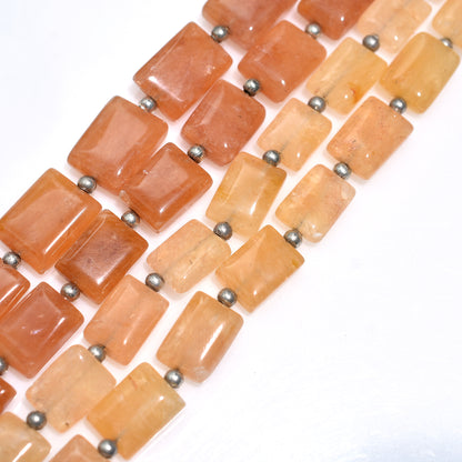 Lustrous Orange Jade Smooth Rectangle Gemstone Beads –  Wholesale Strand For Handmade Jewelry