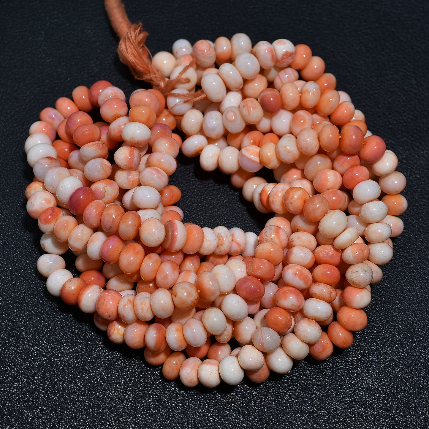 Lustrous Orange Opal Smooth Rondelle Beads – 16 inch Natural Wholesale Gemstone Strand For Beading Projects
