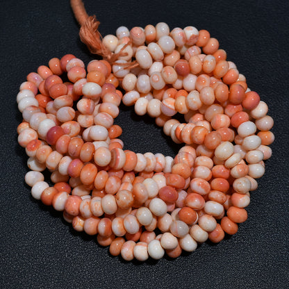 Lustrous Orange Opal Smooth Rondelle Beads – 16 inch Natural Wholesale Gemstone Strand For Beading Projects