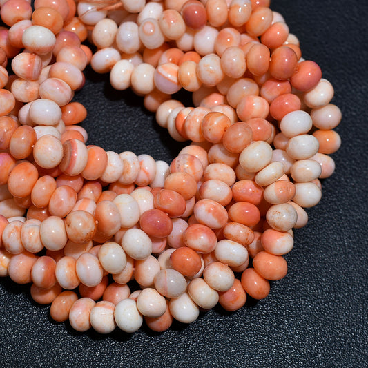 Lustrous Orange Opal Smooth Rondelle Beads – 16 inch Natural Wholesale Gemstone Strand For Beading Projects