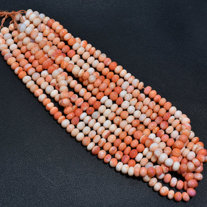 Lustrous Orange Opal Smooth Rondelle Beads – 16 inch Natural Wholesale Gemstone Strand For Beading Projects