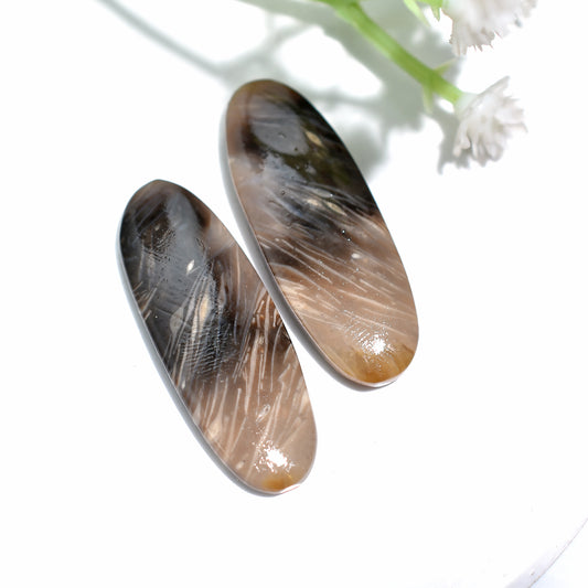 Primordial Palm Root Oval Stone Set–  Wholesale Polished Gemstone Pair for Artisan Jewelry
