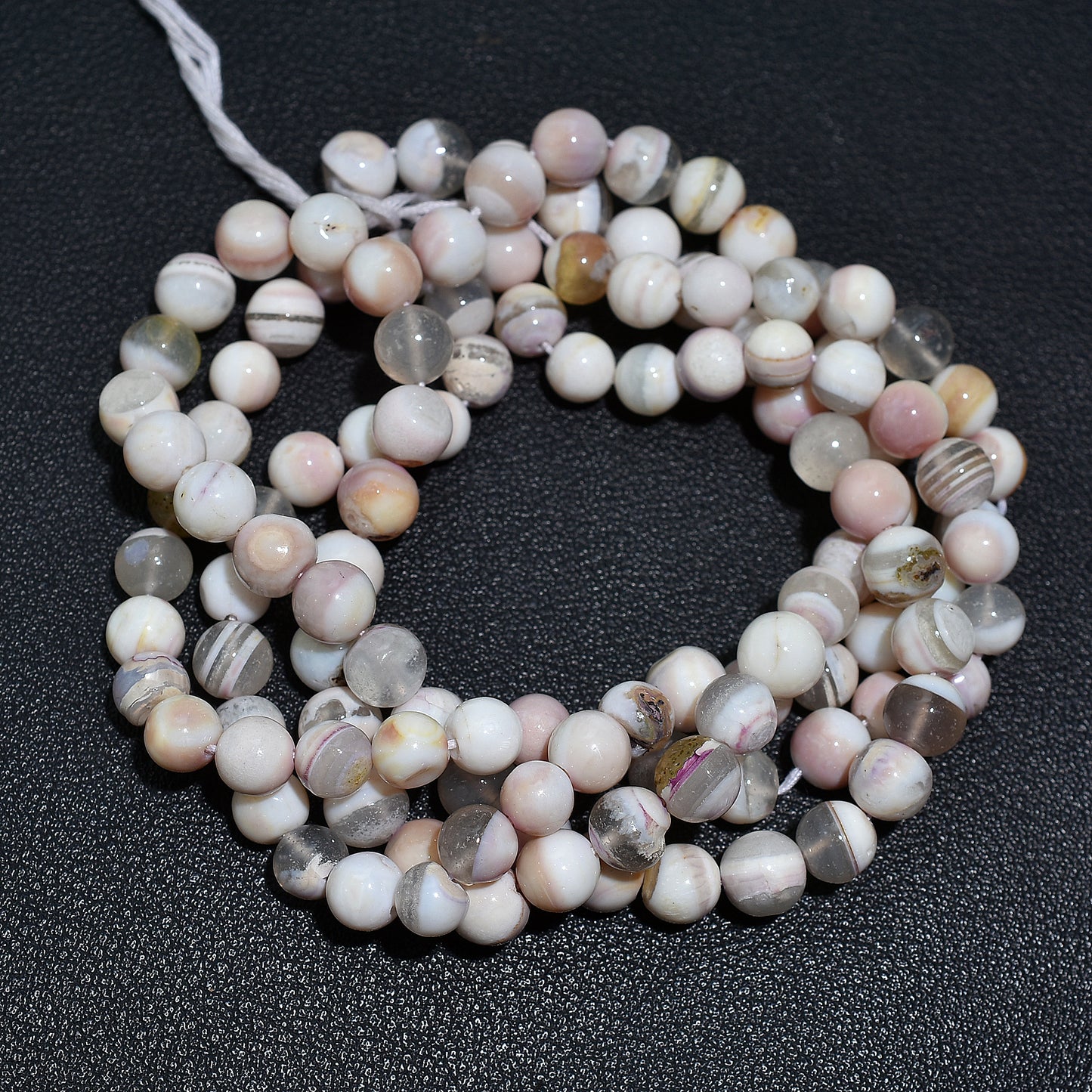 Pastel Pink Boulder Opal Gemstone Beads – Smooth Round Wholesale 16 Inch Strand For Crafting