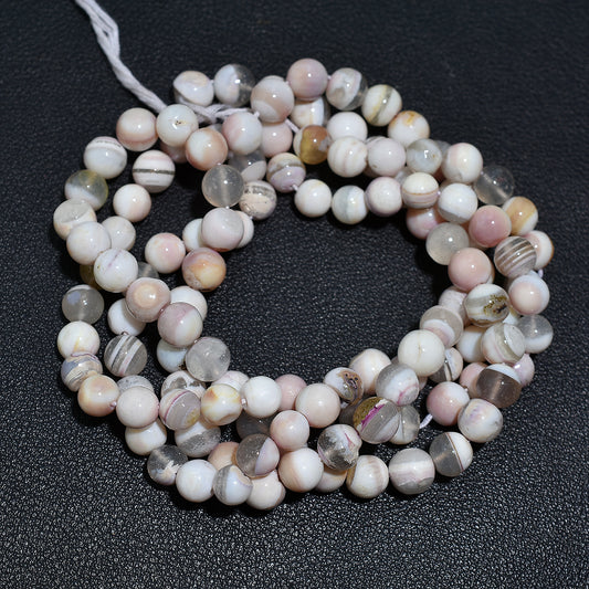 Pastel Pink Boulder Opal Gemstone Beads – Smooth Round Wholesale 16 Inch Strand For Crafting