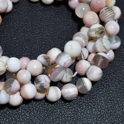 Pastel Pink Boulder Opal Gemstone Beads – Smooth Round Wholesale 16 Inch Strand For Crafting