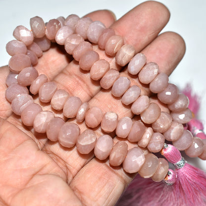 Sunset Peach Moonstone Beads – Wholesale Faceted Rondelle Gemstone Strand for Jewelry